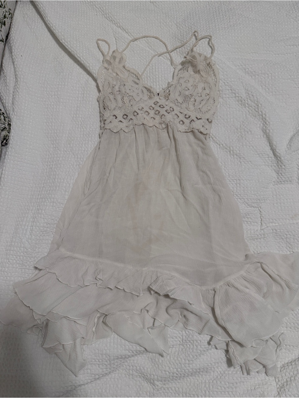 Free People Adella Lace Slip Dress in White